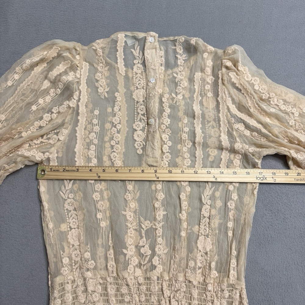 Sundance Dress Womens‎ Small Peach Silk Embroidered Sheer Boho Cottage NO LINER - Picture 7 of 14